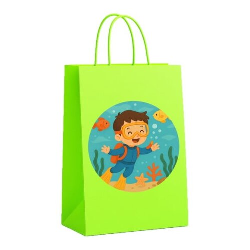 Sacola de Papel Personalizada Infantil Menino Mergulhador