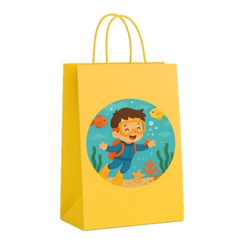 Sacola de Papel Personalizada Infantil Menino Mergulhador