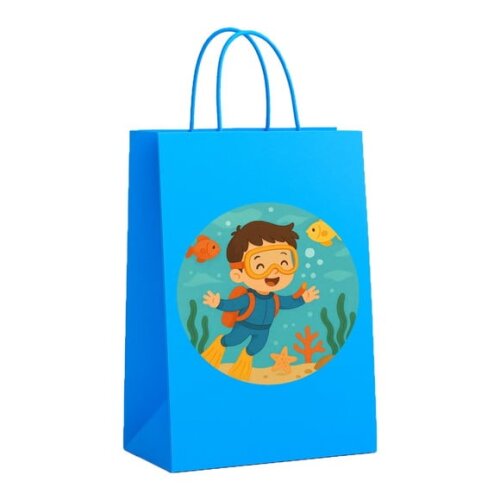 Sacola de Papel Personalizada Infantil Menino Mergulhador