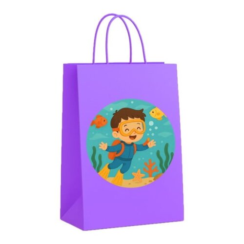Sacola de Papel Personalizada Infantil Menino Mergulhador