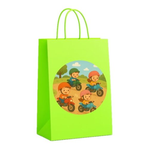 Sacola de Papel Personalizada Infantil Motocicletas Kids