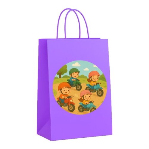 Sacola de Papel Personalizada Infantil Motocicletas Kids