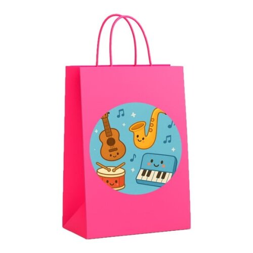 Sacola de Papel Personalizada Infantil Músicas Instrumentos