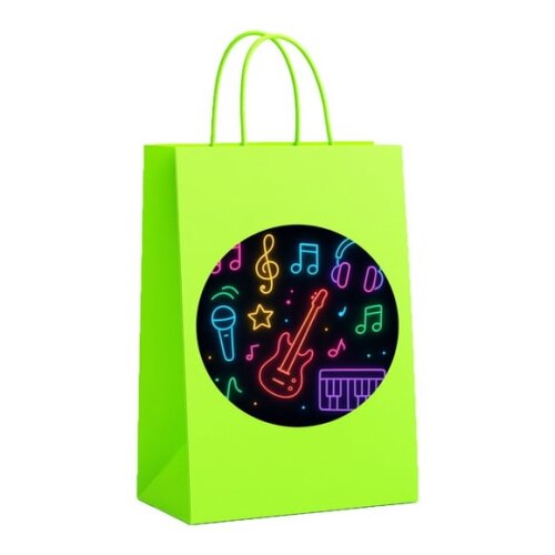 Sacola de Papel Personalizada Infantil Neon Musical