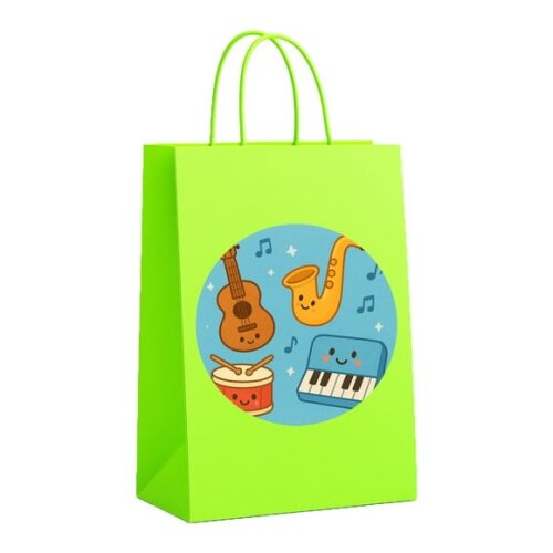 Sacola de Papel Personalizada Infantil Músicas Instrumentos