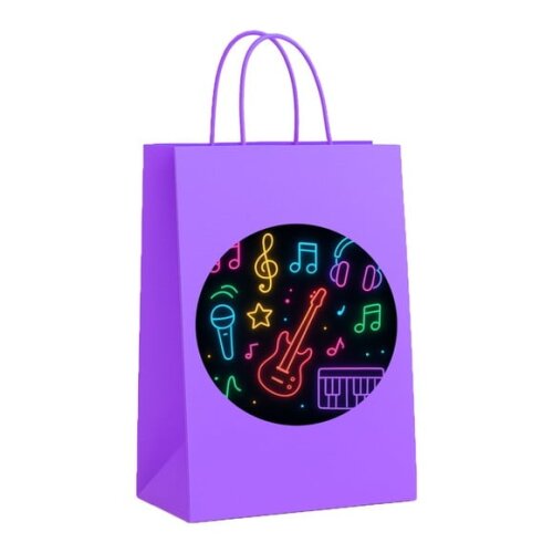 Sacola de Papel Personalizada Infantil Neon Musical