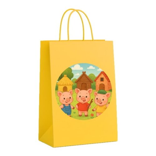 Sacola de Papel Personalizada Infantil os Três Porquinhos