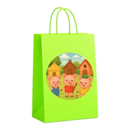 Sacola de Papel Personalizada Infantil os Três Porquinhos