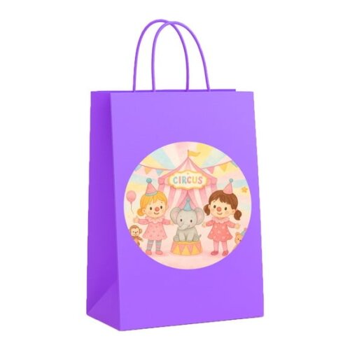 Sacola de Papel Personalizada Infantil Palhacinhas Aquarela