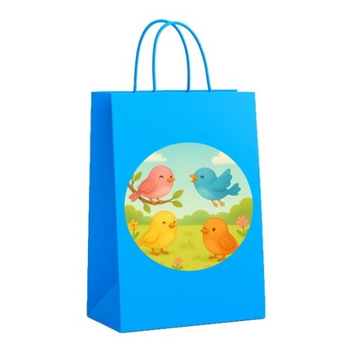 Sacola de Papel Personalizada Infantil Passarinhos
