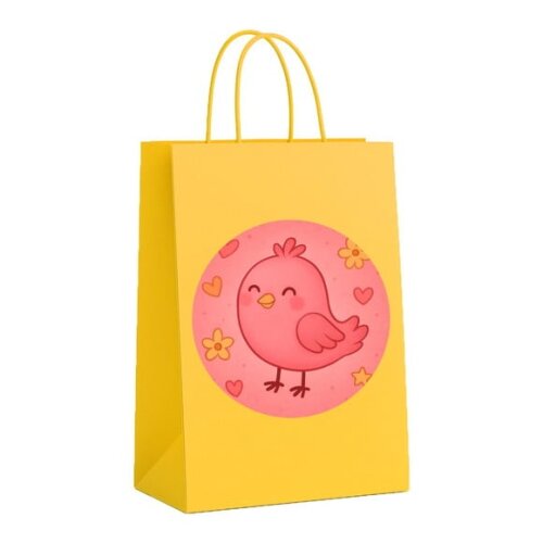 Sacola de Papel Personalizada Infantil Passarinho Rosa