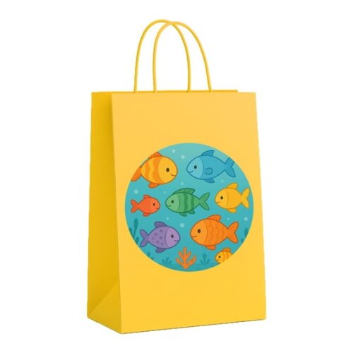 Sacola de Papel Personalizada Infantil Peixinhos Coloridos