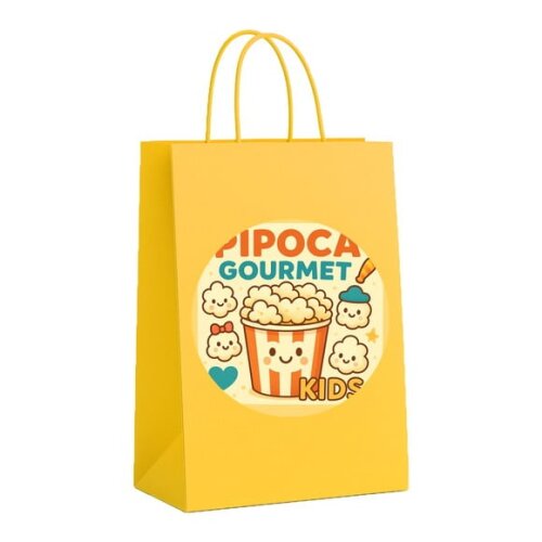 Sacola de Papel Personalizada Infantil Pipoca Gourmet Kids
