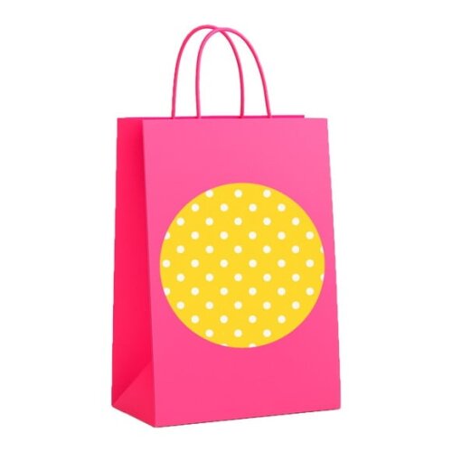 Sacola de Papel Personalizada Infantil Poá Amarelo