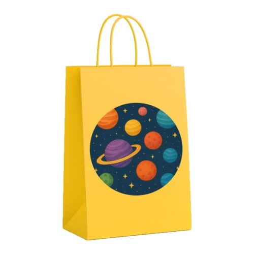 Sacola de Papel Personalizada Infantil Planetas Coloridos