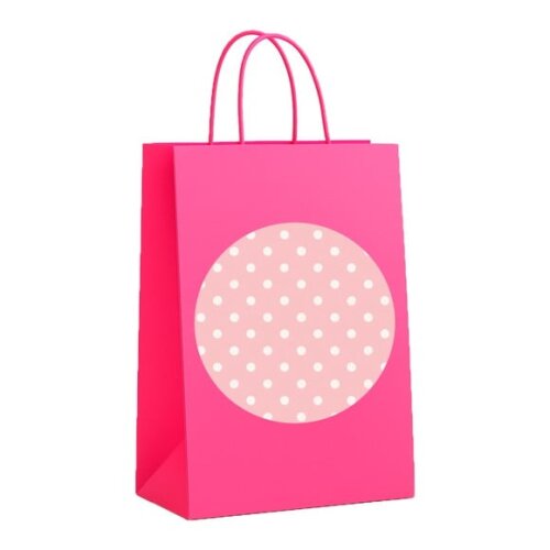 Sacola de Papel Personalizada Infantil Poá Rosa Bebê