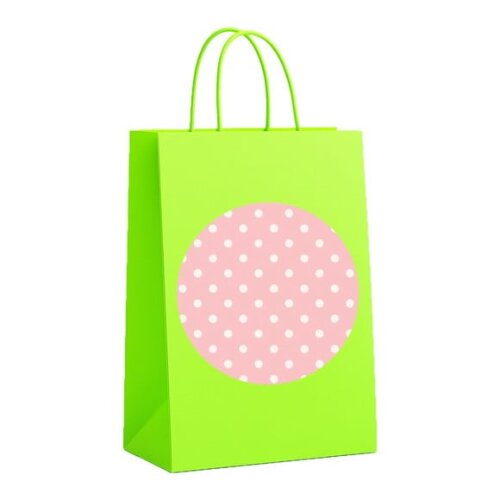 Sacola de Papel Personalizada Infantil Poá Rosa Bebê