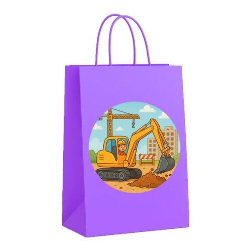 Sacola de Papel Personalizada Infantil Retroescavadeira