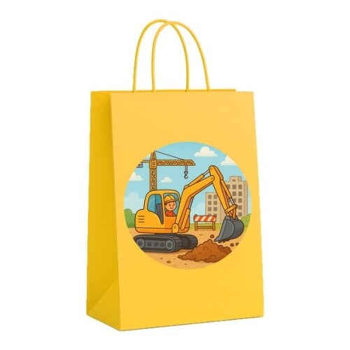 Sacola de Papel Personalizada Infantil Retroescavadeira