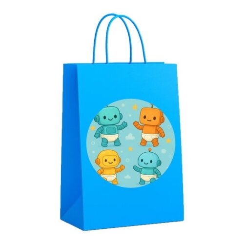 Sacola de Papel Personalizada Infantil Robôs Baby
