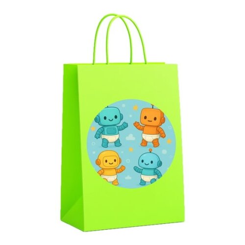 Sacola de Papel Personalizada Infantil Robôs Baby