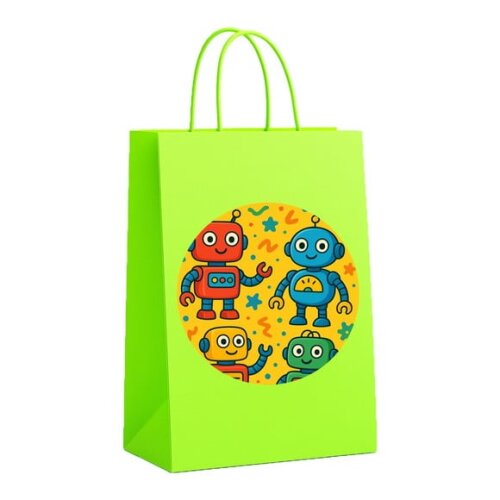 Sacola de Papel Personalizada Infantil Robôs Divertidos