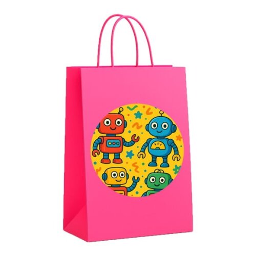 Sacola de Papel Personalizada Infantil Robôs Divertidos