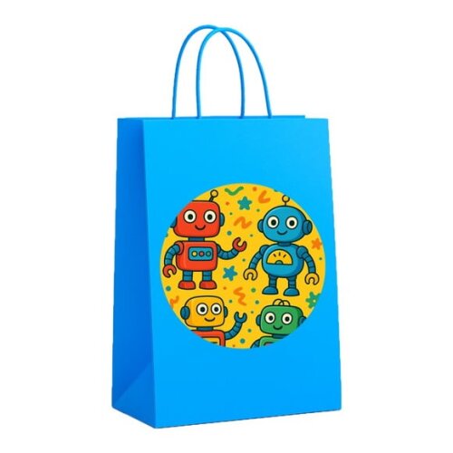 Sacola de Papel Personalizada Infantil Robôs Divertidos
