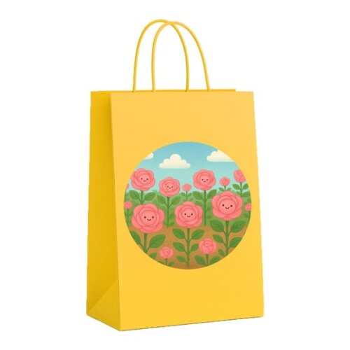 Sacola de Papel Personalizada Infantil Rosas Fofas