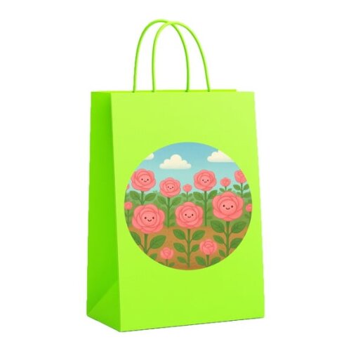 Sacola de Papel Personalizada Infantil Rosas Fofas