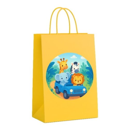 Sacola de Papel Personalizada Infantil Safari Azul