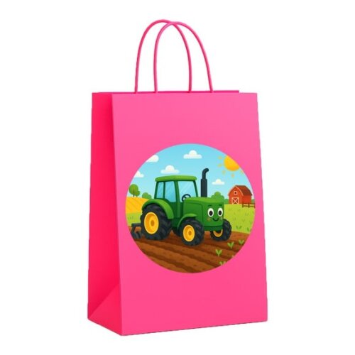 Sacola de Papel Personalizada Infantil Trator