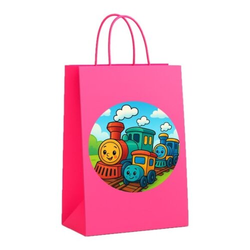 Sacola de Papel Personalizada Infantil Trens Antigos