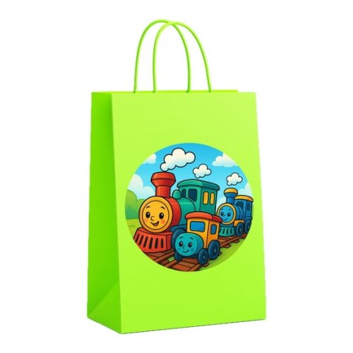 Sacola de Papel Personalizada Infantil Trens Antigos
