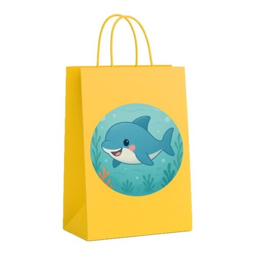 Sacola de Papel Personalizada Infantil Tubarãozinho Fofo