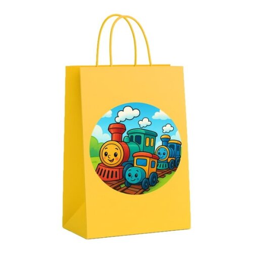 Sacola de Papel Personalizada Infantil Trens Antigos