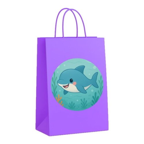 Sacola de Papel Personalizada Infantil Tubarãozinho Fofo