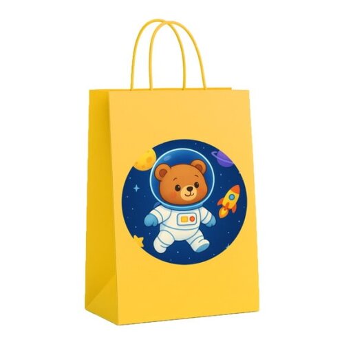 Sacola de Papel Personalizada Infantil Ursinho Astronauta