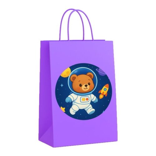 Sacola de Papel Personalizada Infantil Ursinho Astronauta