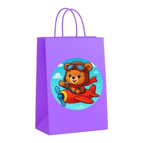 Sacola de Papel Personalizada Infantil Ursinho Aviador