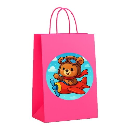 Sacola de Papel Personalizada Infantil Ursinho Aviador