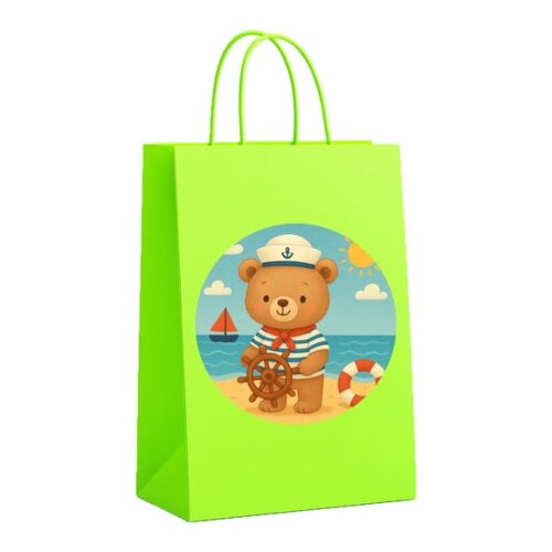 Sacola de Papel Personalizada Infantil Ursinho Marinheiro