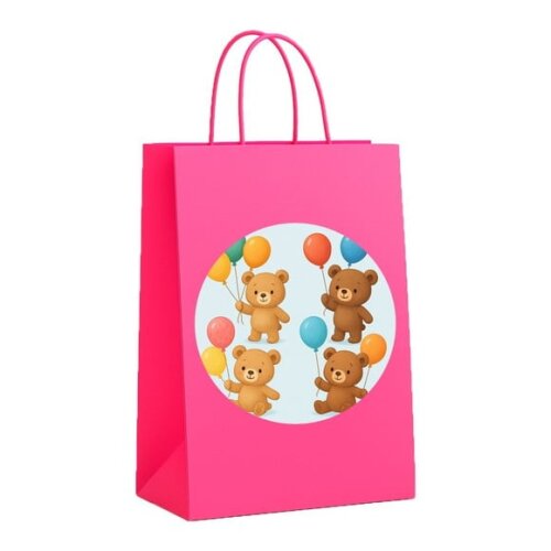 Sacola de Papel Personalizada Infantil Ursinhos com Balões