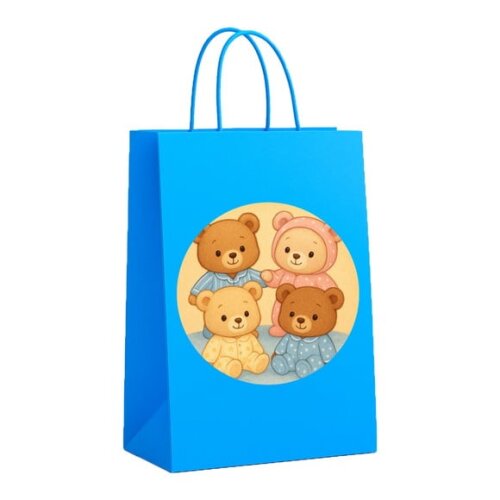 Sacola de Papel Personalizada Infantil Ursinhos de Pijama