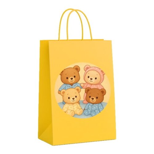 Sacola de Papel Personalizada Infantil Ursinhos de Pijama