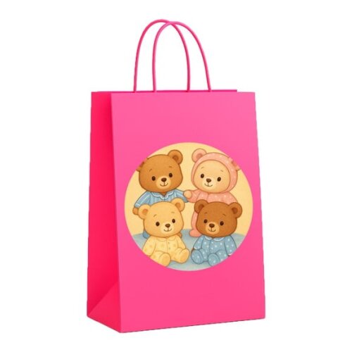 Sacola de Papel Personalizada Infantil Ursinhos de Pijama