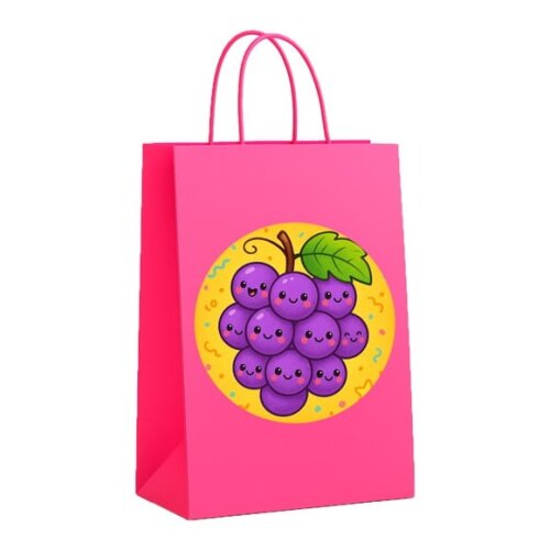 Sacola de Papel Personalizada Infantil Uvinhas Fofas