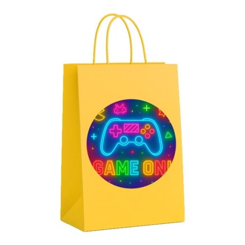 Sacola de Papel Personalizada Infantil Video Game Neon