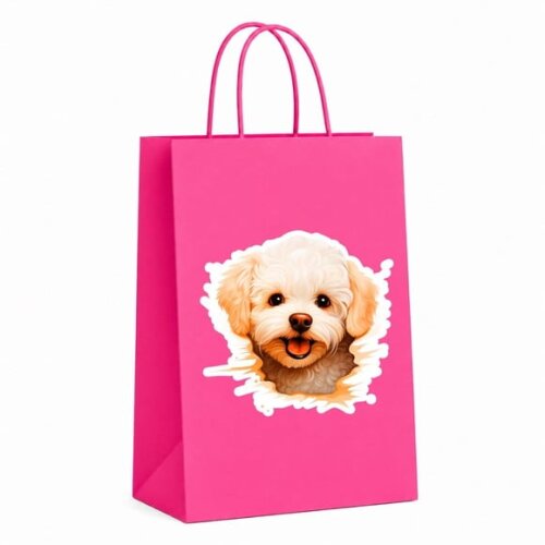 Sacola Papel Festa Raça Cachorro Bichon Frisé