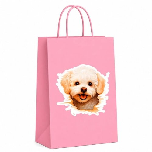 Sacola Papel Festa Raça Cachorro Bichon Frisé